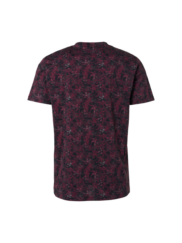 No Excess Crew Tee: Watercolour & Sketched Floral - Dark Red
