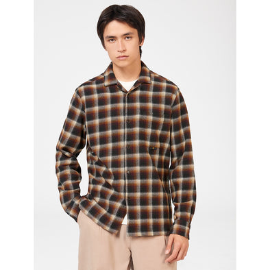 Ben Sherman Long Sleeve Shirt: Brushed Ombre Check - Utility Brown