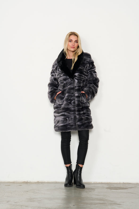 H&F Luxurious Faux Fur Coat - Black