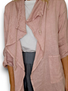 Helga May: Long Drawstring Linen Jacket - Soft Pink