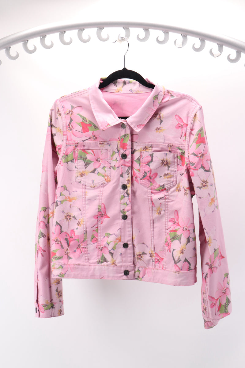 Womens Reversible Denim Jacket - Pink Island Bloom – Oxfords Clothing