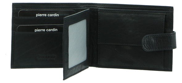 Rustic Leather Bi-Fold Outer Tab Wallet - Black