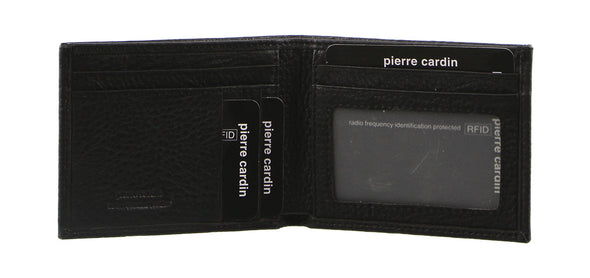 Italian Leather Mens Slim & Note Card Wallet - Black