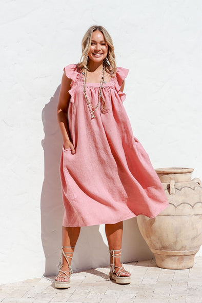 Favolosa Pink Linen Dress