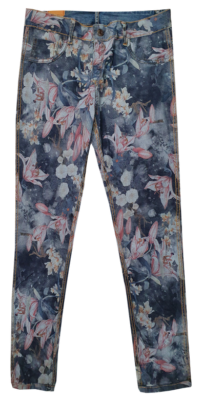 Womens Reversible Jeans - Navy & Lilies