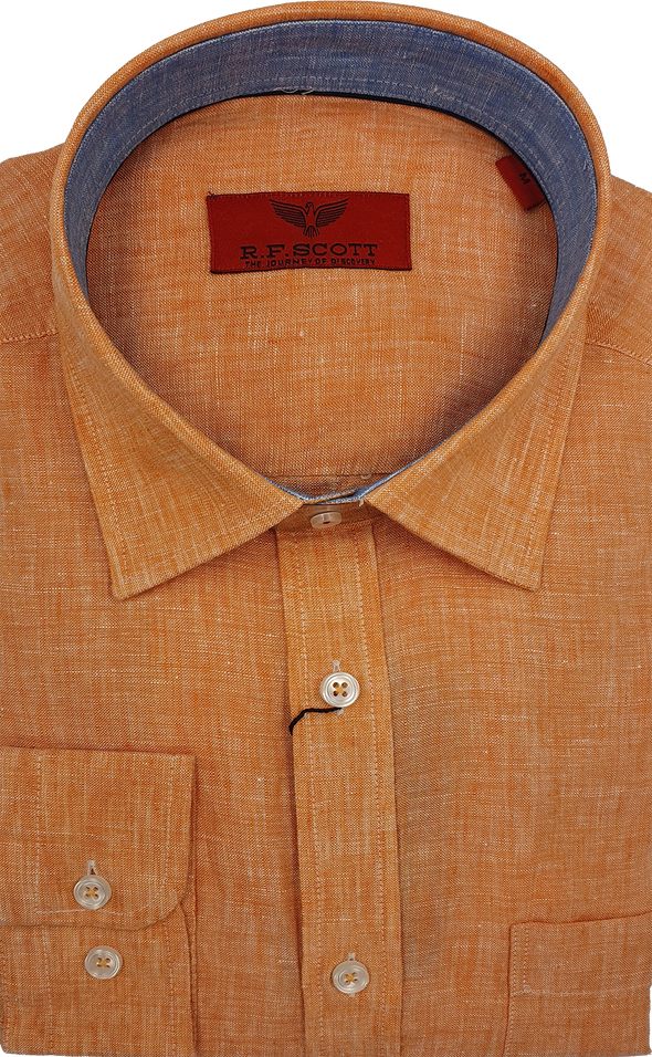 R.F. Scott Winston Long Sleeve Linen Shirt - Mandarin