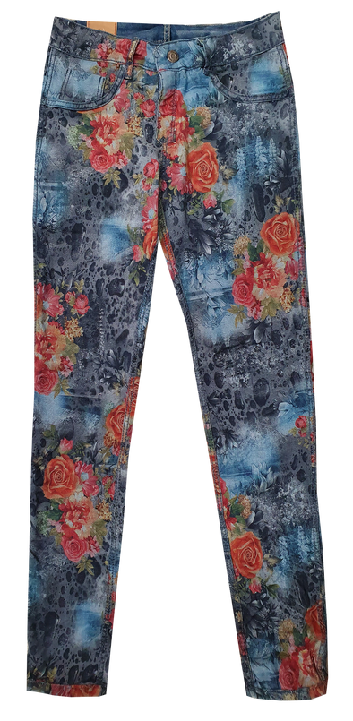 Womens Reversible Jeans - Navy & Rose Patches