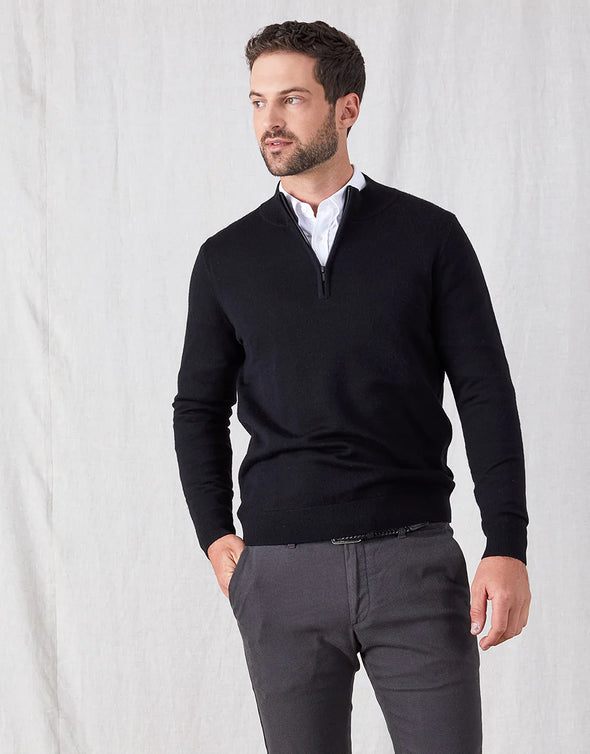 Mataura 1/4 Zip Merino - Black