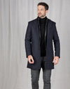 Compton Herringbone Overcoat - Navy