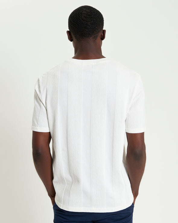 Ben Sherman Textured Vertical Stripe Tee - Snow White