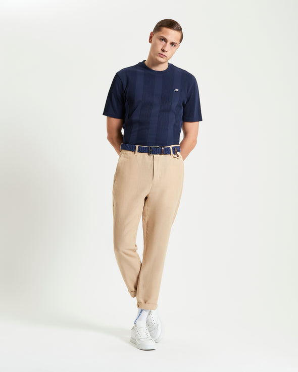 Ben Sherman Textured Vertical Stripe Tee - Dark navy