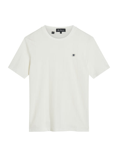 Ben Sherman Textured Vertical Stripe Tee - Snow White