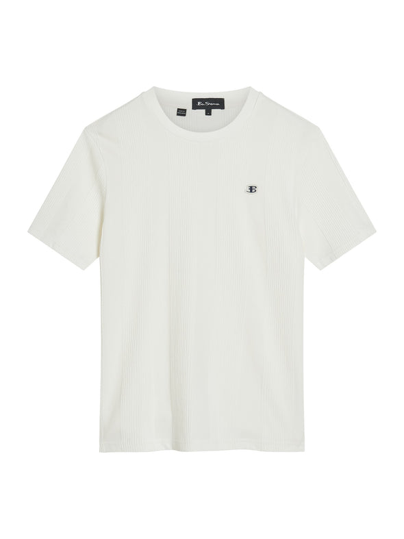 Ben Sherman Textured Vertical Stripe Tee - Snow White