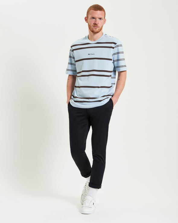 Ben Sherman Mixed Stripe Tee - Ice Blue