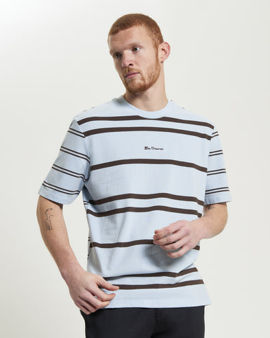Ben Sherman Mixed Stripe Tee - Ice Blue