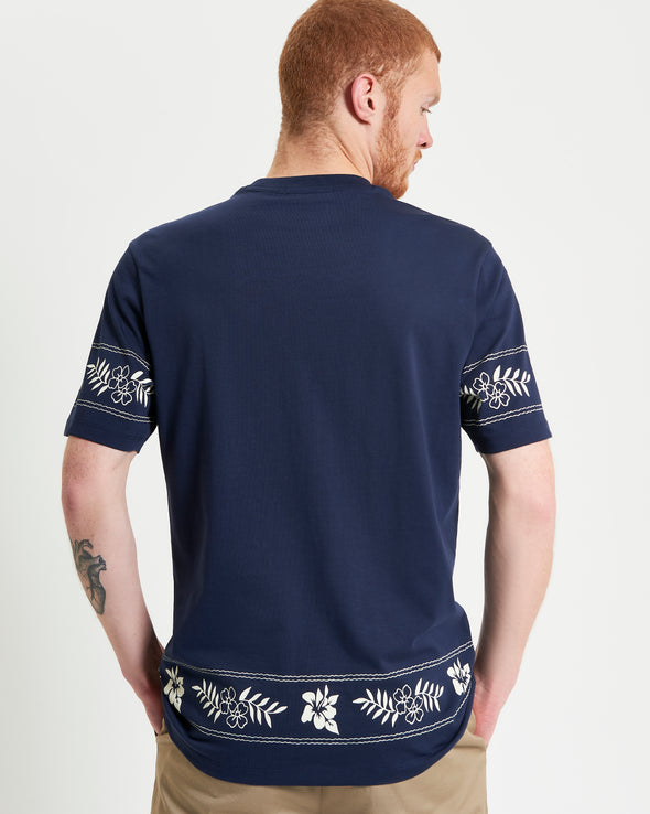 Ben Sherman Border Print Tee - Dark Navy