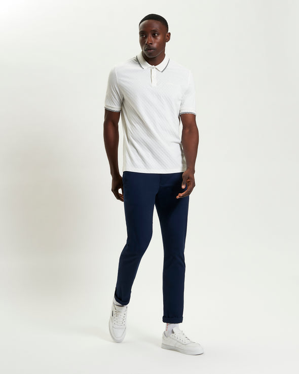 Ben Sherman Chequerboard Texture Polo -  Snow White
