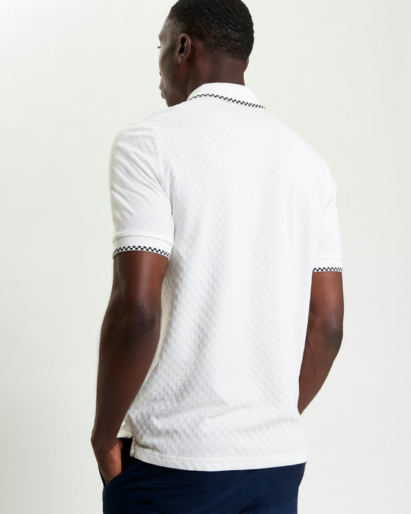 Ben Sherman Chequerboard Texture Polo -  Snow White
