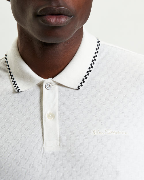 Ben Sherman Chequerboard Texture Polo -  Snow White