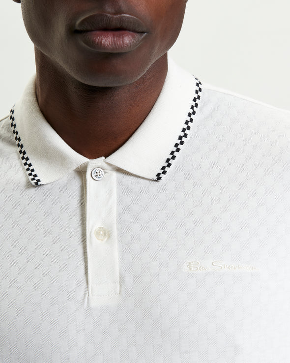 Ben Sherman Chequerboard Texture Polo -  Snow White