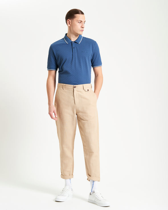 Ben Sherman Chequerboard Texture Polo - Indigo