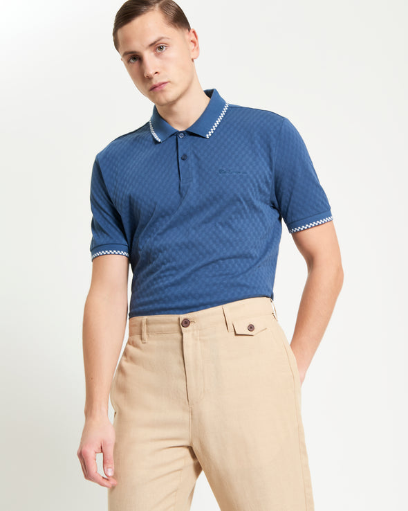 Ben Sherman Chequerboard Texture Polo - Indigo