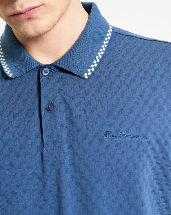Ben Sherman Chequerboard Texture Polo - Indigo