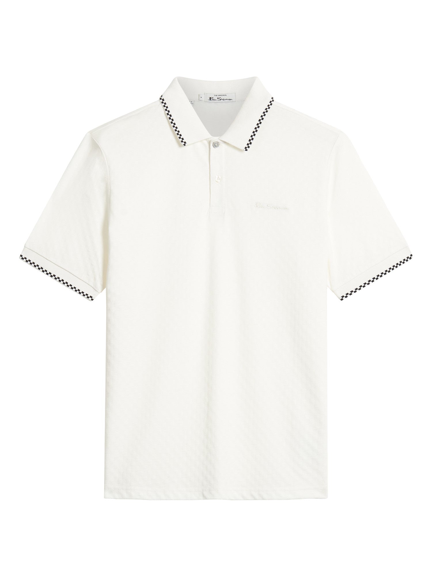 Ben Sherman Chequerboard Texture Polo -  Snow White