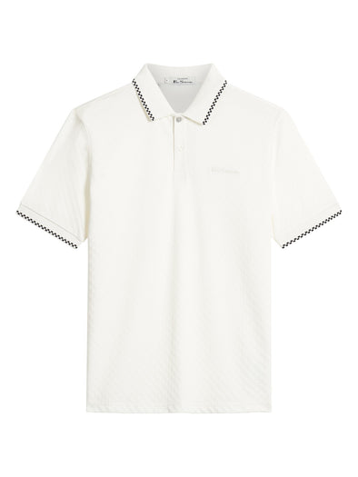 Ben Sherman Chequerboard Texture Polo -  Snow White