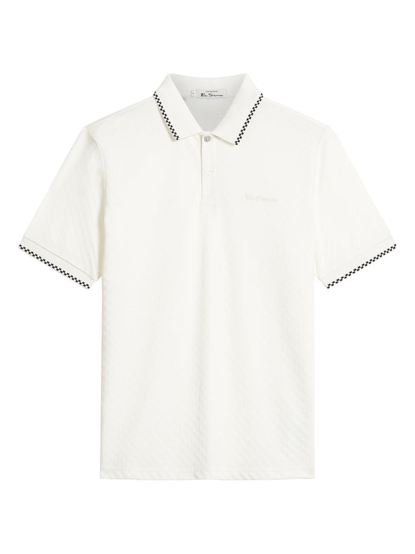 Ben Sherman Chequerboard Texture Polo -  Snow White
