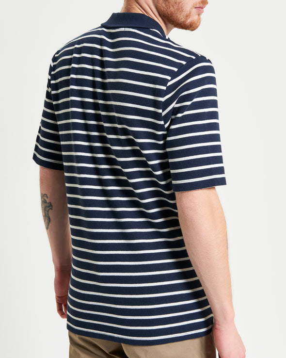 Ben Sherman Waffle Stripe polo - Dark Navy