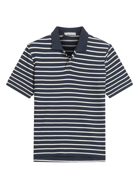 Ben Sherman Waffle Stripe polo - Dark Navy