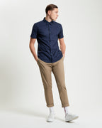 Ben Sherman Short Sleeve Shirt: Stipple Print - Dark Navy