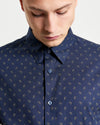Ben Sherman Short Sleeve Shirt: Stipple Print - Dark Navy