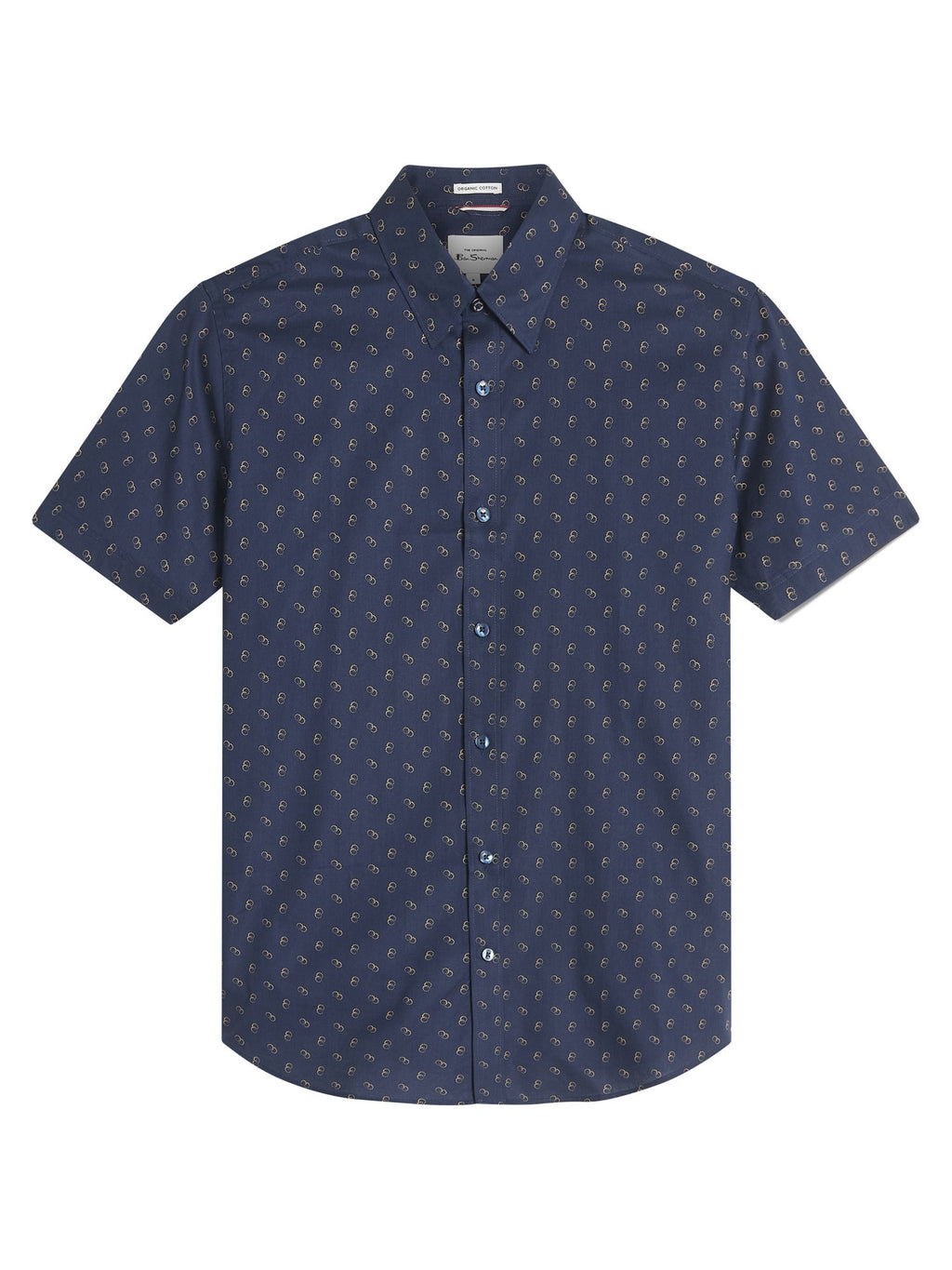 Ben Sherman Short Sleeve Shirt: Stipple Print - Dark Navy