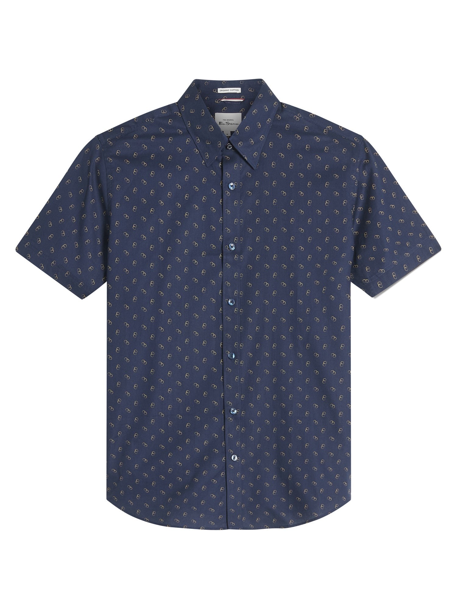 Ben Sherman Short Sleeve Shirt: Stipple Print - Dark Navy