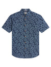 Ben Sherman Short Sleeve Shirt: Stipple Floral - Dark Navy