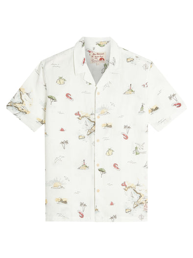 Ben Sherman Short Sleeve Shirt: Brighton To Amalfi Print - Snow White