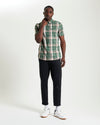 Ben Sherman Short Sleeve Shirt: Slub Check - Deep Jungle
