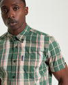 Ben Sherman Short Sleeve Shirt: Slub Check - Deep Jungle