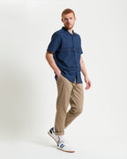 Ben Sherman Short Sleeve Shirt: Seersucker Gingham - Dark Navy