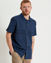 Ben Sherman Short Sleeve Shirt: Seersucker Gingham - Dark Navy