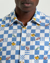 Ben Sherman Short Sleeve Shirt: Chequerboard Print - Snow White