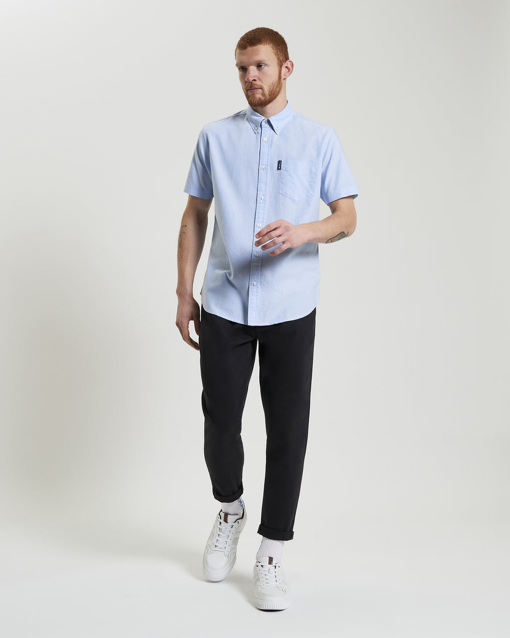 Ben Sherman Short Sleeve Shirt: Oxford - Sky
