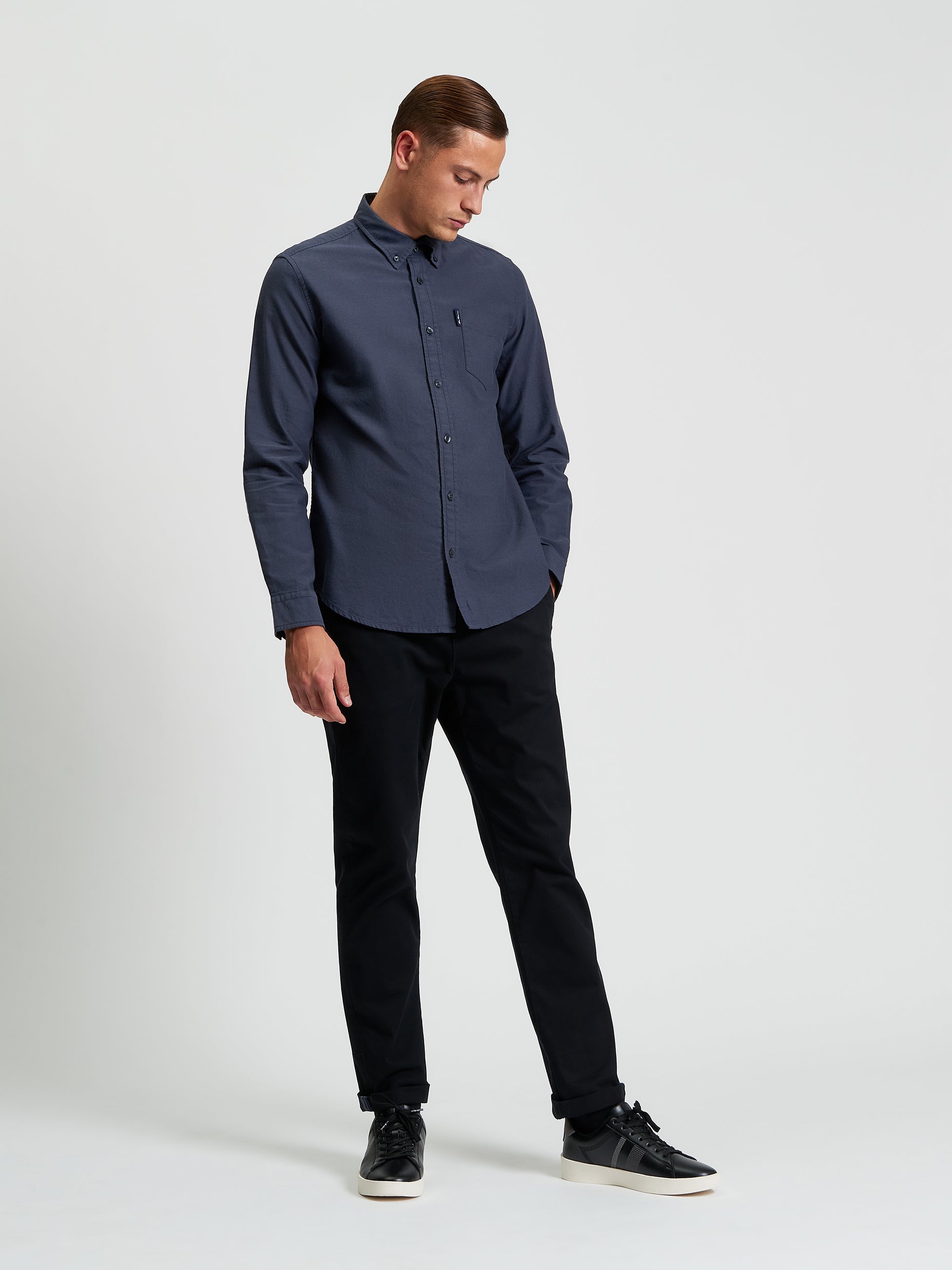 Ben Sherman Oxford Long Sleeve Shirt - Slate