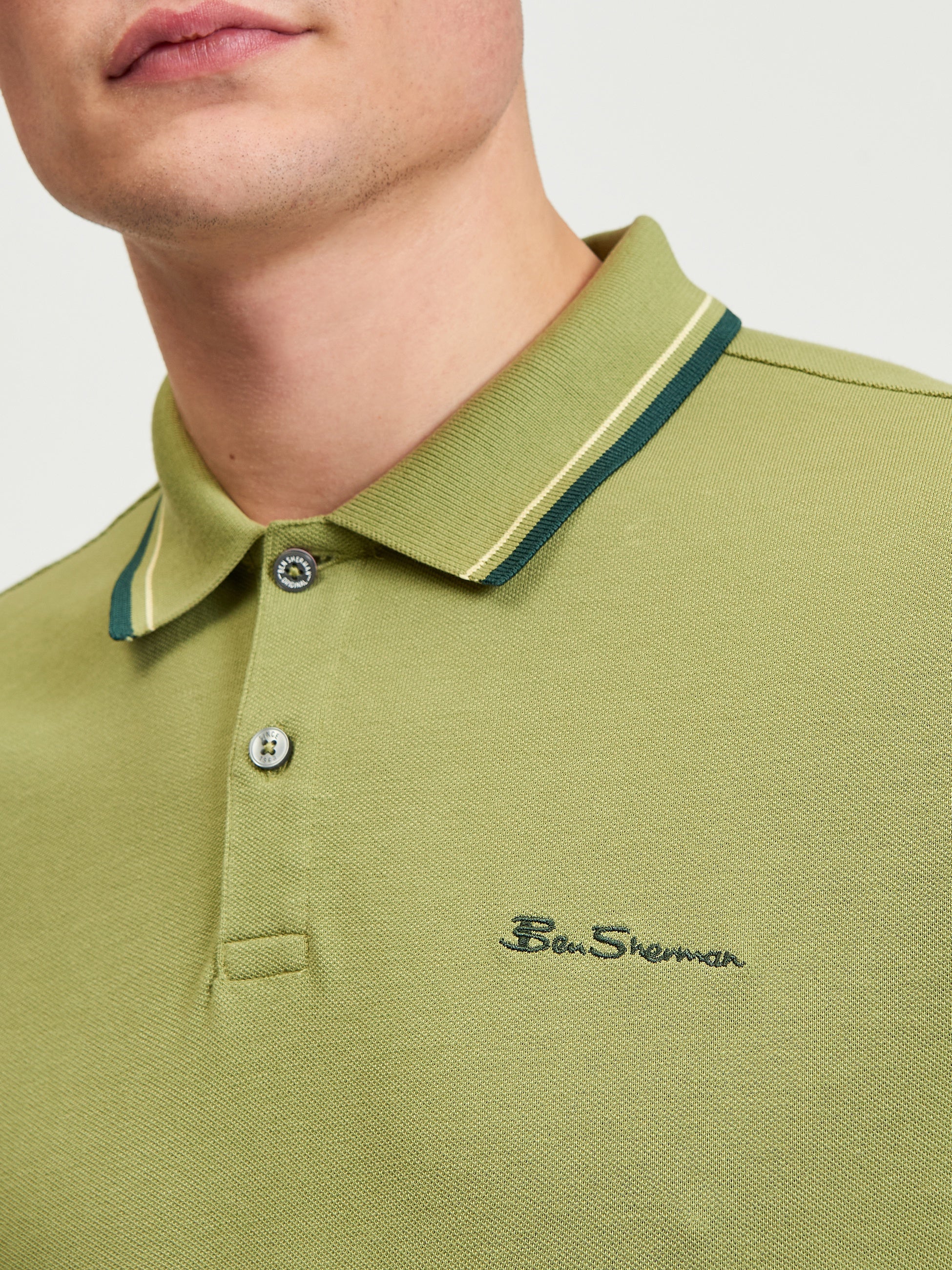 Ben Sherman Signature Pique Polo - Olive