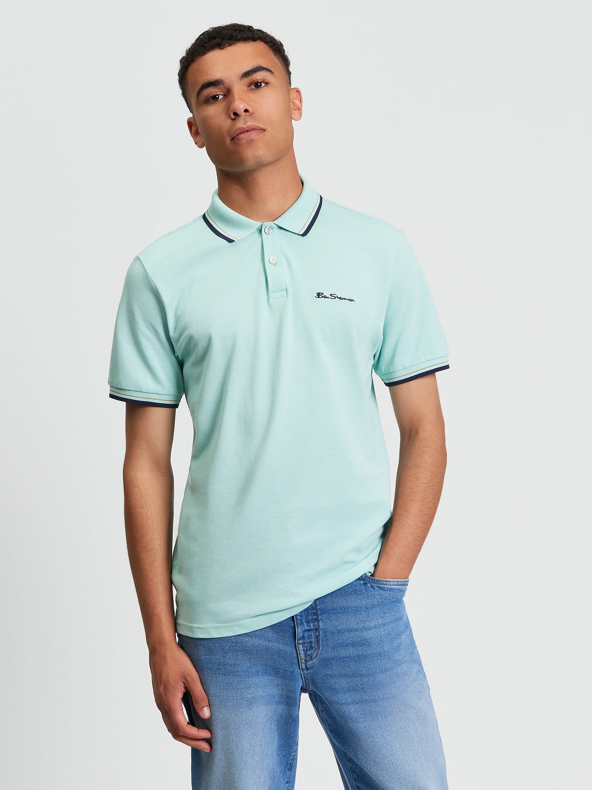 Ben Sherman Signature Pique Polo - Minty Blue