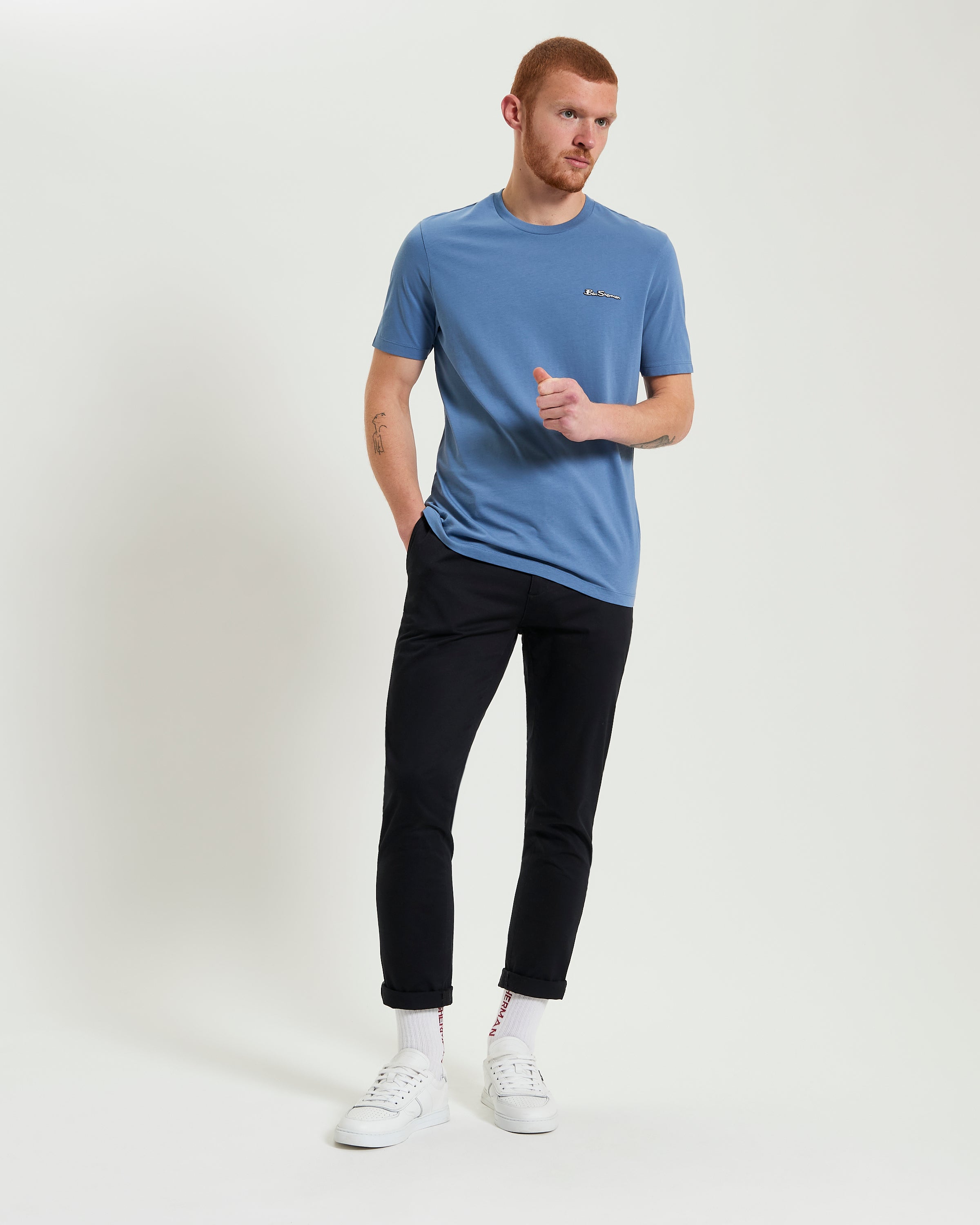 Ben Sherman Embossed Signature Logo Tee - Riverlea Blue