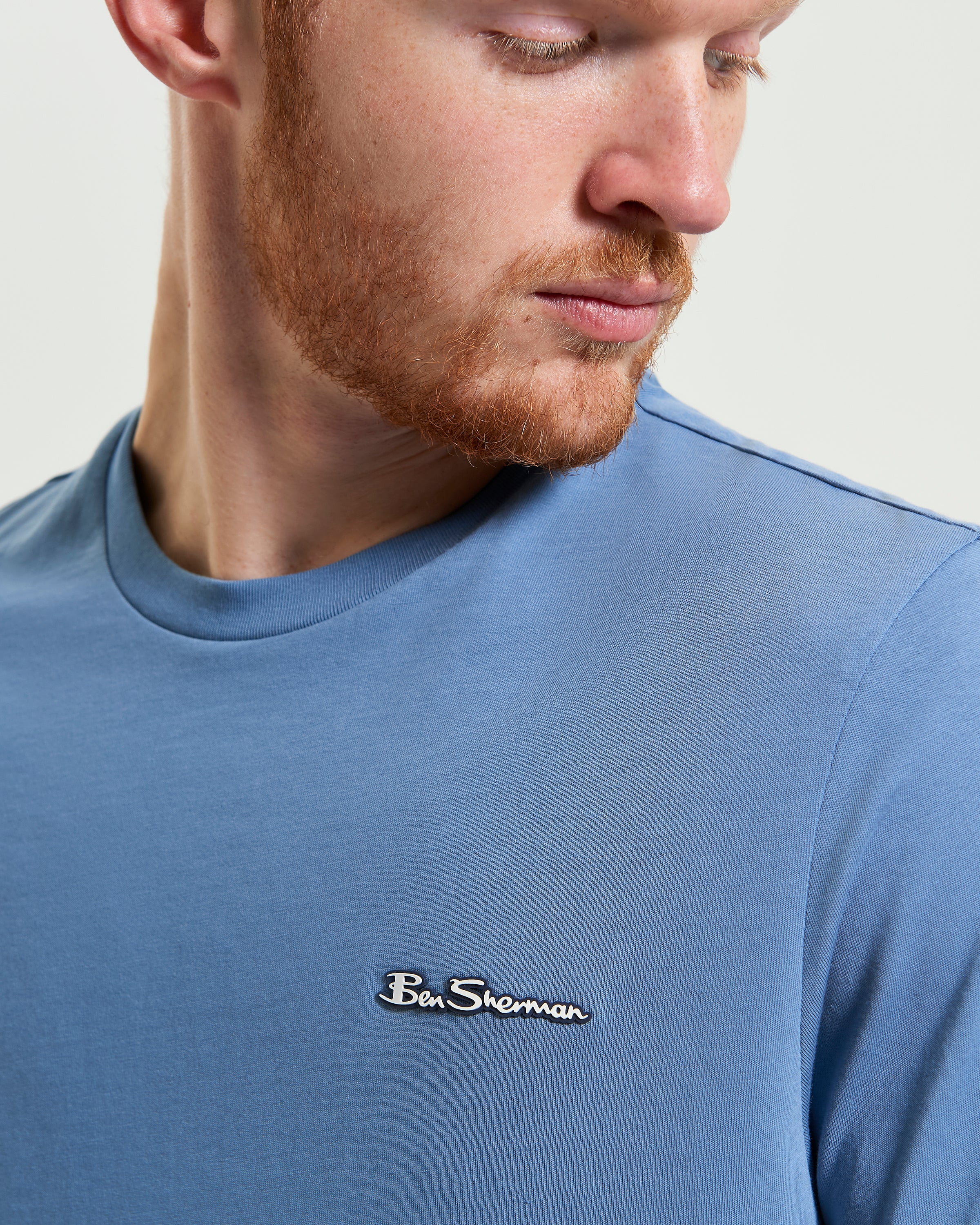 Ben Sherman Embossed Signature Logo Tee - Pale Blue