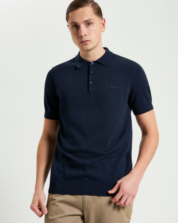 Ben Sherman Signature Knitted Polo - Dark Navy